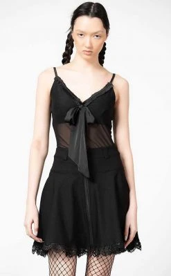 Killstar Clothing Yuna Ribbon Mesh Top