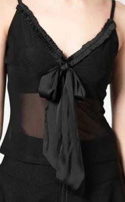 Killstar Clothing Yuna Ribbon Mesh Top