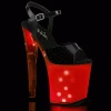 Pleaser DISCOLITE-809 Black Patent/White Glow Colour Changing Light Up Heels